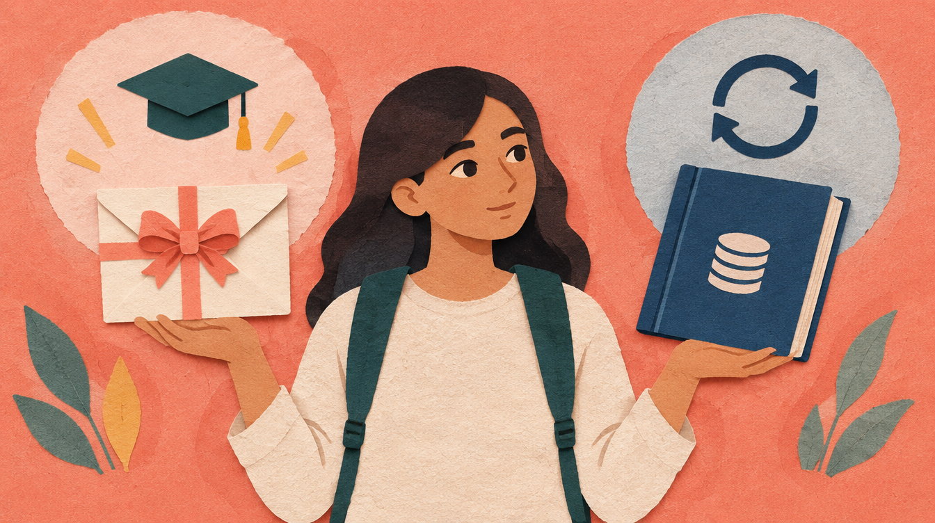 奨学金の給付と貸与を比較するイメージ