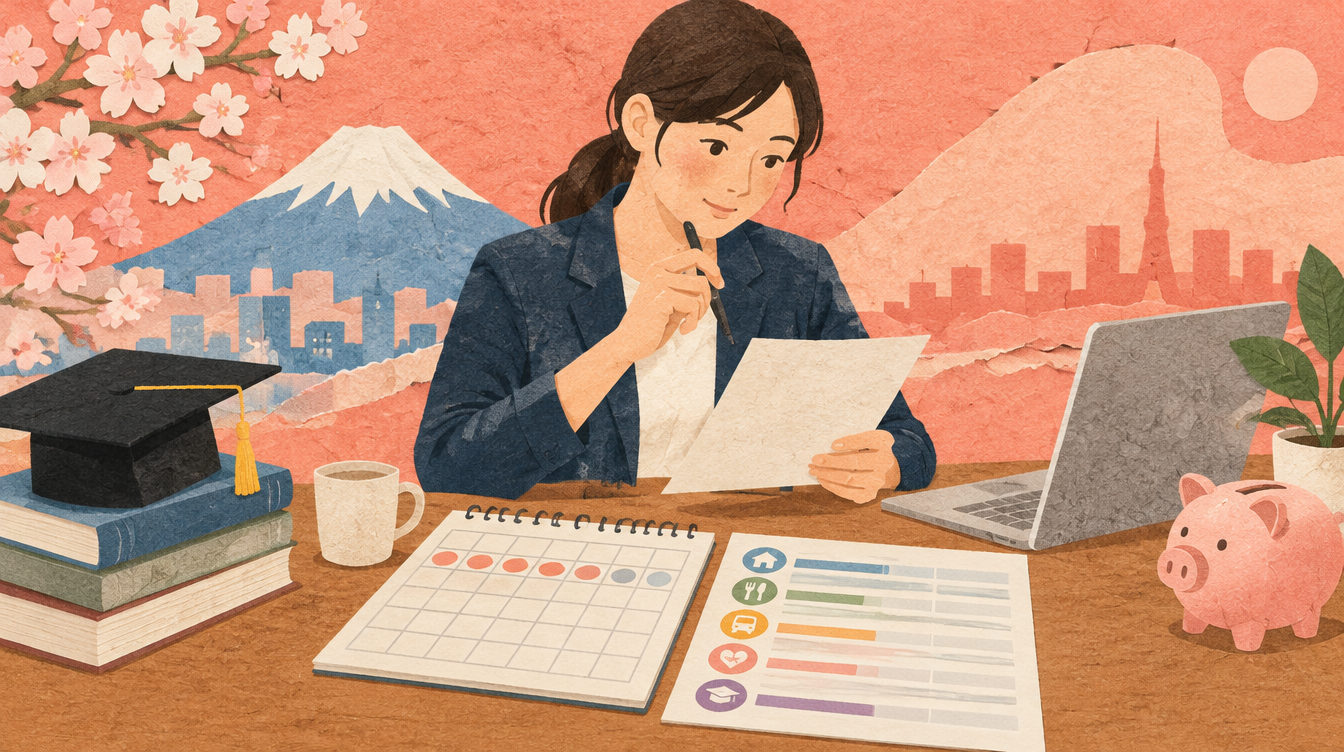 親子で進学後の家計を考えるイメージ